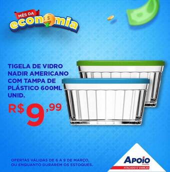Apoio Mineiro Tigela de vidro nadir americano com tampa de plastico 600ml oferta
