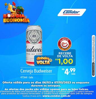 Supermercados Condor Cerveja budweiser oferta