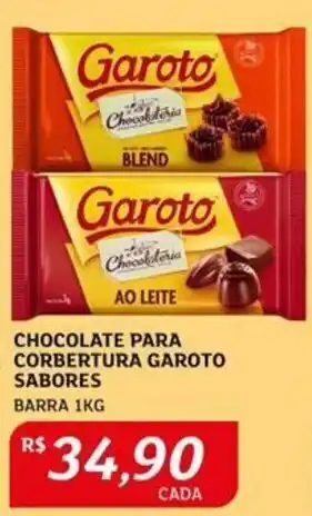 Assaí Atacadista Chocolate Para Cobertura Garoto Sabores 1kg oferta