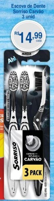 Fort Atacadista Escova de Dente Sorriso Carvão 3 unid oferta