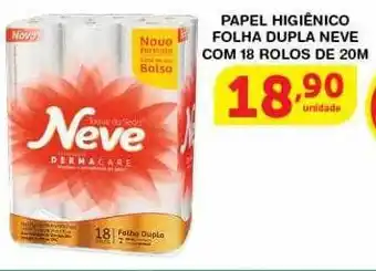 Roldão Papel higiênico folha dupla neve com 18 rolos oferta