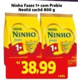 Extra Supermercado Ninho Fases 1+ com Prebio Nestlé sachê 800g oferta