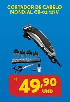 Atacadão Centro Sul Cortador de Cabelo Mondial CR-02 127V oferta