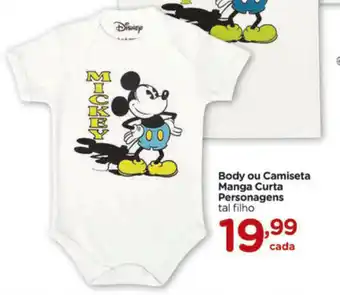 Body ou Camiseta Manga Curta Personagens