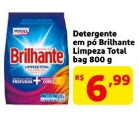 Mercado Extra Detergente em po Brilhante Limpeza Total 800g oferta