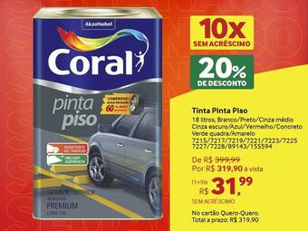 Tinta pinta piso coral 20% de desconto