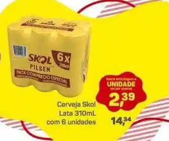 Supermercados São Vicente Cerveja skol lata com 6 unidades oferta