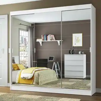 Pão de Açúcar Guarda-roupa casal madesa veneza 3 portas de correr com espelho - branco oferta