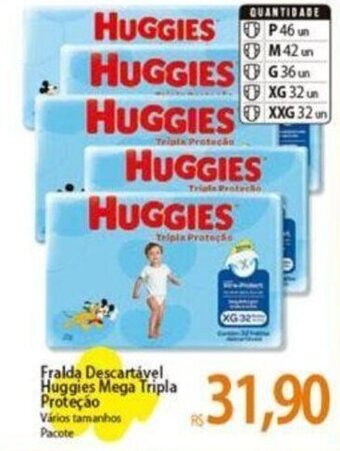 Atacadão Fralda Descartável Huggies Mega Tripla Proteçáo oferta