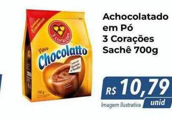 Hiper Moreira Achocolatado em pó 3 corações sachê oferta