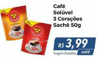 Hiper Moreira Café solúvel 3 corações sachê oferta