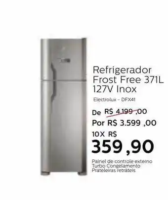 Grupo Formosa Refrigerador frost free 371l 127v inox electrolux oferta