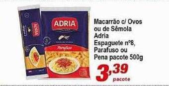 Ricoy Supermercados Macarrão c ovos ou de sêmola adria espaguete n°8 parafuso ou pena oferta