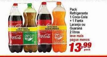 Ricoy Supermercados Pack refrigerante 1 coca-cola + 1 fanta laranja ou guaraná oferta
