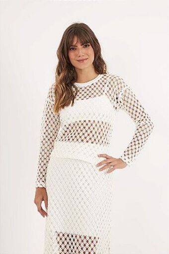 Opção Jeans Blusa aime branco oferta