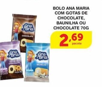 Roldão Bolo ana maria com gotas de chocolate, baunilha ou chocolate 70g oferta
