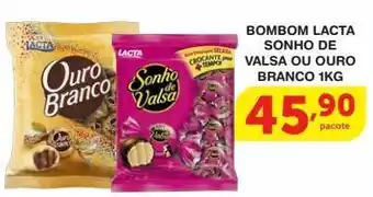 Roldão Bombom lacta sonho de valsa ou ouro branco 1kg oferta