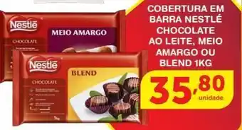 Roldão Cobertura em barra nestlé chocolate ao leite, meio amargo ou blend 1kg oferta