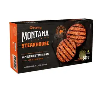 X Supermercados Hambúrguer de carne bovina steakhouse tradicional montana 540g oferta