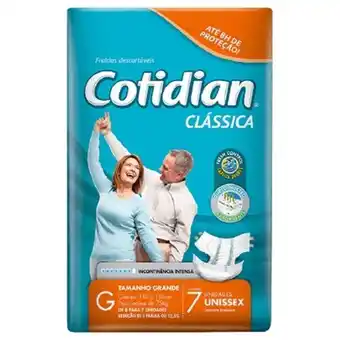 Fralda geriátrica tamanho clássica adulto cotidian com 7un