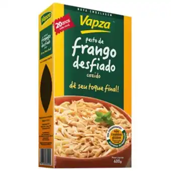 Supermercados São Vicente Peito de frango vapza desfiado e cozido caixa 400g oferta