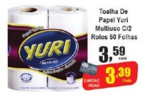 Higa's Supermercado Toalha de Papel Yuri Multiuso c/2 Rolos 50 folhas oferta