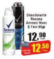 Higa's Supermercado Desodorante Rexona Aerosol Masc/ Fem 90g oferta
