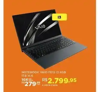 DB Supermercados Notebook vaio fe15 i3 4gb 1tb 15.6 oferta