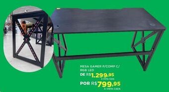 DB Supermercados Mesa gamer p/comp c/ rgb led oferta