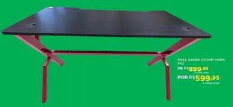 DB Supermercados Mesa gamer p/ comp verm/pto oferta