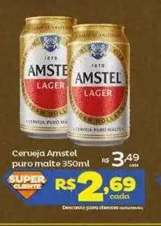 Super Lagoa Cerveja amstel puro malte 350ml oferta