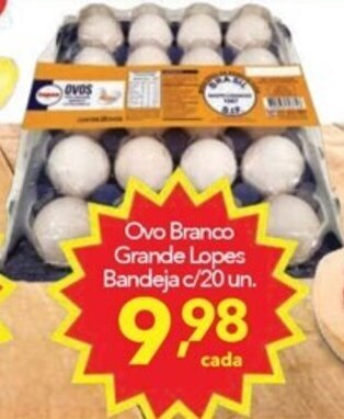 Lopes Supermercados Ovo Branco Grande Lopes Bandeja c/20 un. oferta