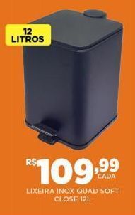 DB Supermercados Lixeira inox quad soft close 12l oferta