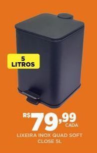DB Supermercados Lixeira inox quad soft close 5l oferta