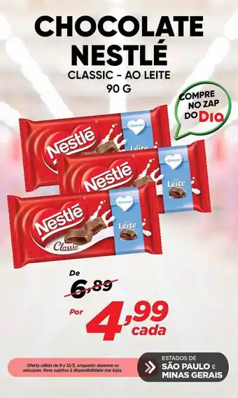 Dia Chocolate nestlé classic ao leite oferta
