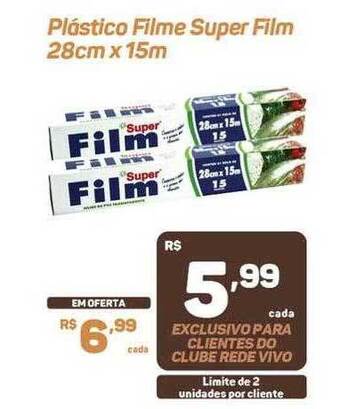 Plástico filme super film 28cm x 15m