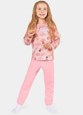 Lilica ripilica - pijama longo malha menina mundo ripilica rosa