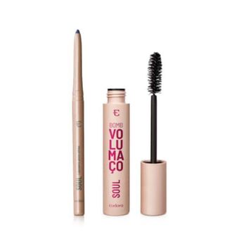 Combo maquiagem soul: máscara de cílios bomb volumaço + lapiseira retrátil azul para olhos