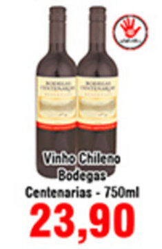 Shibata Supermercados Vinho Chileno Bodegas Centenarias 750ml oferta
