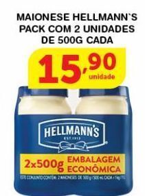 Roldão Maionese hellmann's 2un 500g oferta
