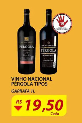 Assaí Atacadista Vinho Nacional Pérgola Tipos 1L oferta