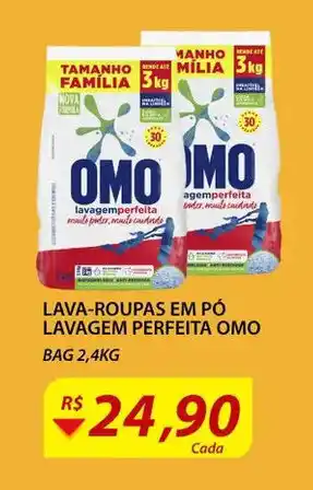 Assaí Atacadista Lava roupas em pó Lavagem Perfeita Omo 2.4kg oferta