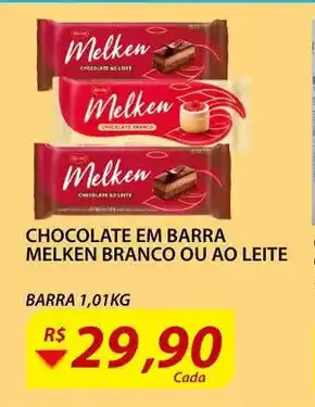 Assaí Atacadista Chocolate em Barra Melken Branco ou ao leite 1.01kg oferta