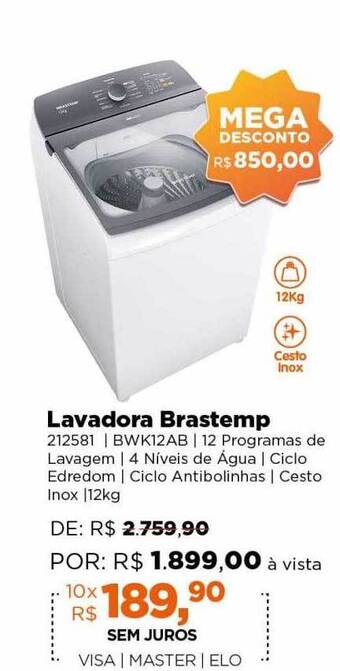 Lojas TaQi Lavadora brastemp oferta