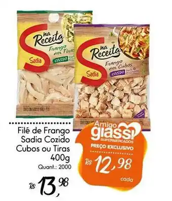 Giassi Supermercados Filé de frango sadia cozido cubos ou tiras oferta