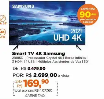 Lojas TaQi Smart tv 4k samsung oferta