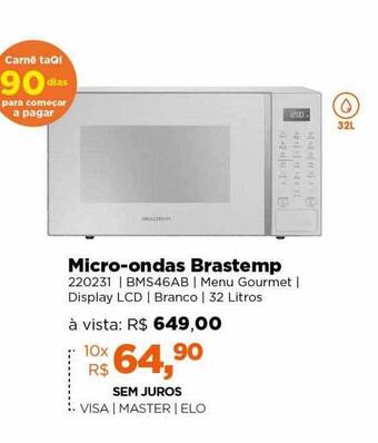 Lojas TaQi Micro-ondas brastemp oferta