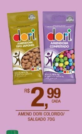DB Supermercados Amendoim dori colorido/ salgado 70g oferta