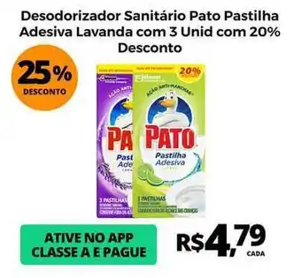 Desodroizador Sanitário Pato Pastilha Adesiva Lavanda Com 3 Unid Com 20% Desconto