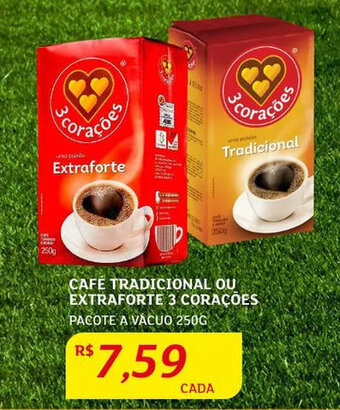 Café Tradicional ou Extraforte 3 Corações 250g